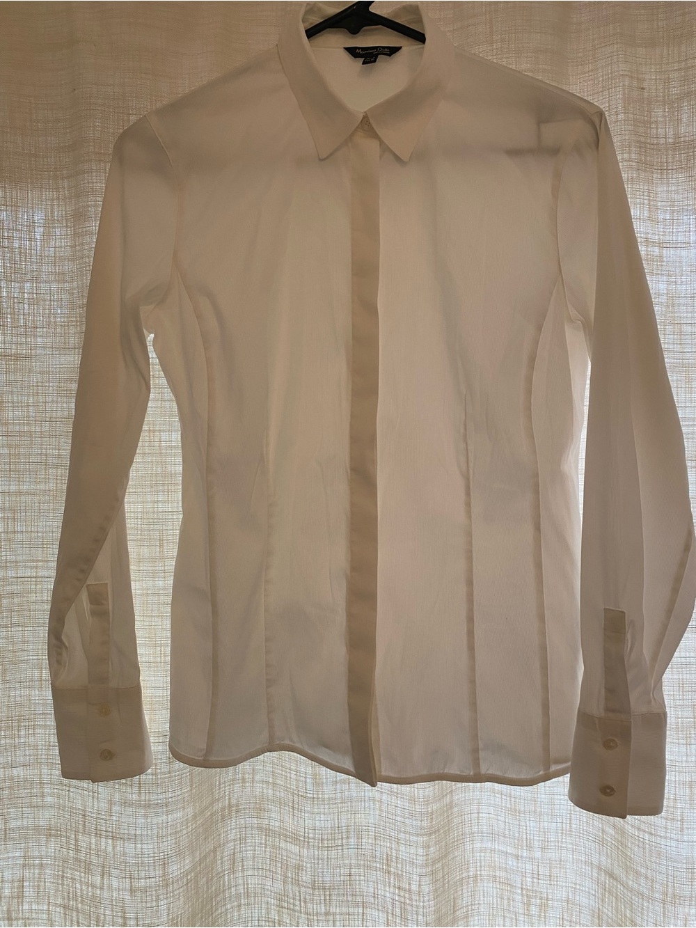 Massimo Duti Womens White Collared Shirt - Tailored Fit, Size 8